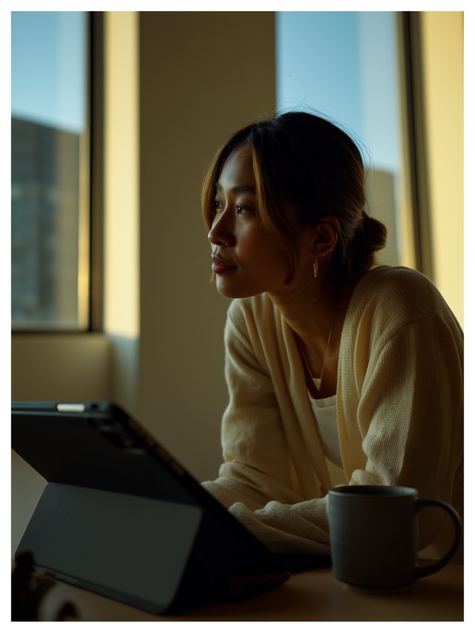 Mei Lin at her desk